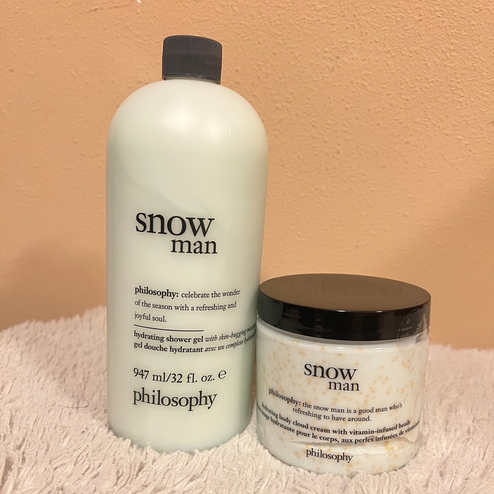 Philosophy Snow Man Cloud Cream With Vitamin Infused Beads 16oz& Shower Gel 32oz